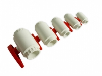 PVC True Union Ball valves white / red   25mm  white